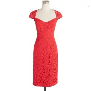J. Crew Tinsley Poppy Deep Coral Lace Dress